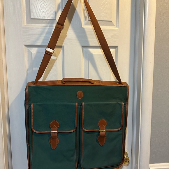 Polo Ralph Lauren vintage carryon fold garment bag. Green canvas leather trim - Picture 1 of 10